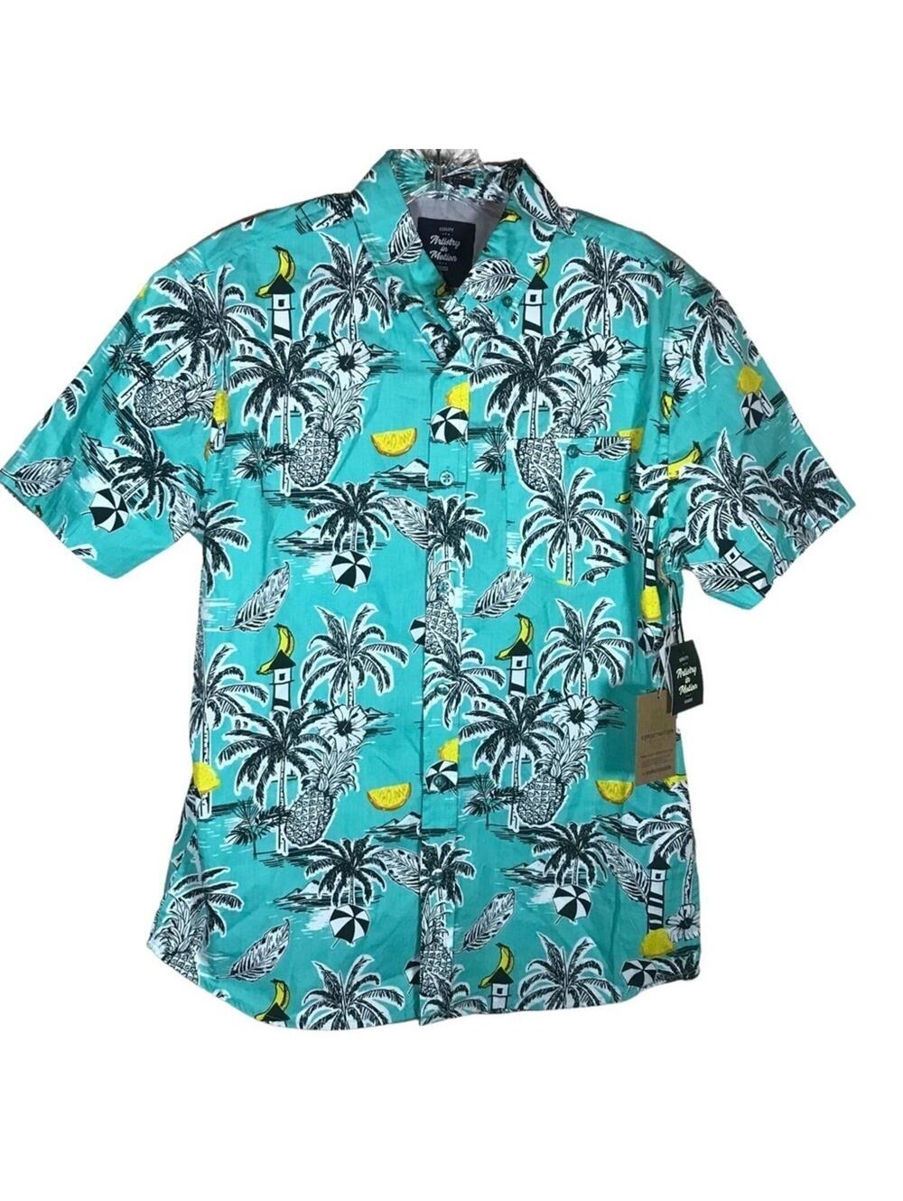 Artistry in motion Hawaiian printed island poplin shirt men’s size S slim fit